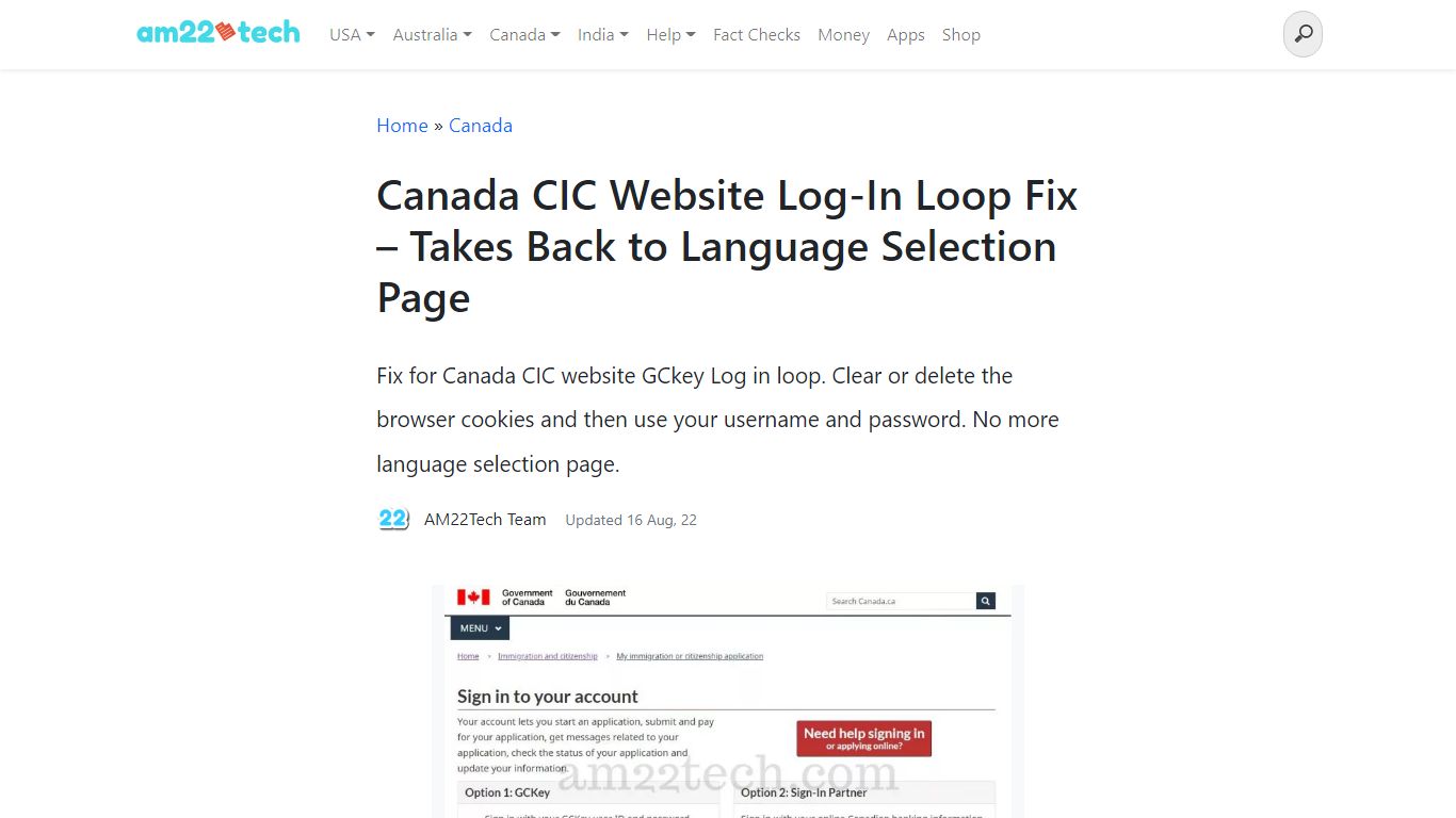 Canada CIC Website Log-In Loop Fix – Takes Back to ... - AM22Tech